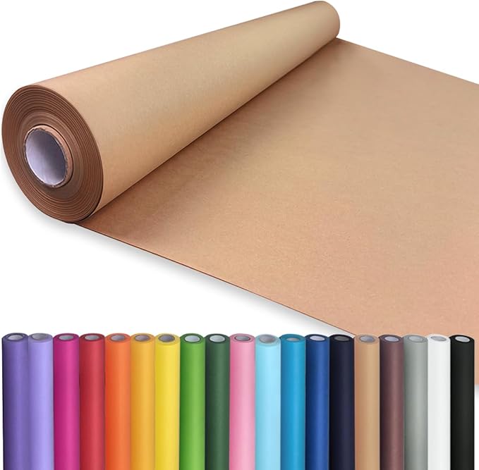 PerkHomy 36" x 1,440" (120') Brown Kraft Paper Roll for Craft Bulletin Board Paper Art Table Covering Crafting Gift Wrapping Bouquet Packing Parcel 70GSM 50LB (Brown, 36" x 120')