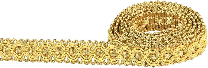 Gimp Braid Trim, 0.7 Inch / 10M(10.9 Yards) Fabric Trim for Curtains, Upholstery, Sewing, Hand DIY Crafts, Costume and Home Decorative（Gold）