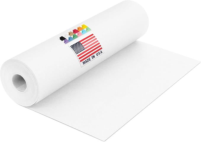 USA Made 12" x 1200" White Kraft Paper Roll, 45 lbs Thickness, American Quality Colored Kraft Paper for School, Bulletin Board - Odorless, Non-Toxic, Safe for Kids