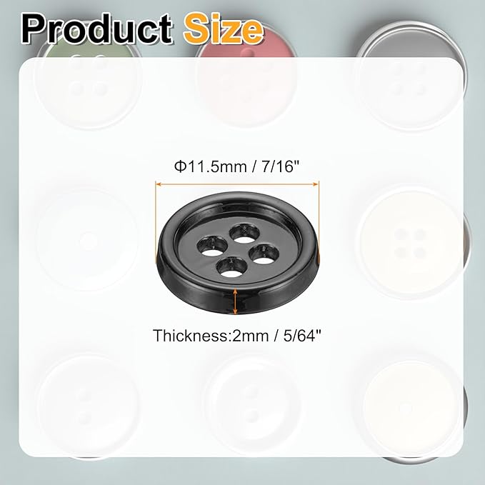 HARFINGTON 20pcs Metal Sewing Button, 11.5mm 4-Hole Round Suit Shirts Coats Clothes Sewing Buttons for Decoration Craft, Gunmetal