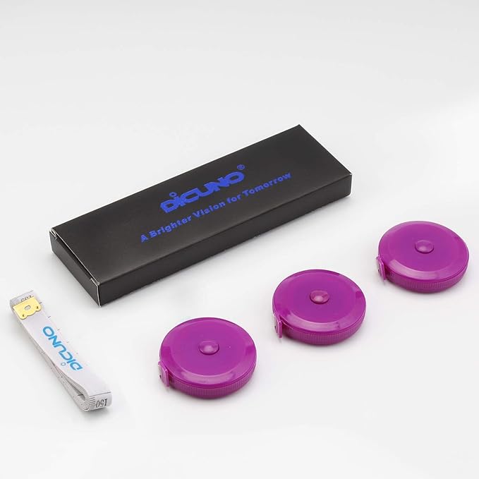 DiCUNO 60-Inch 1.5 Meter Soft and Retractable Tape Body Tailor Sewing Craft Cloth Dieting Measuring Tape (3 Pcs of Purple)