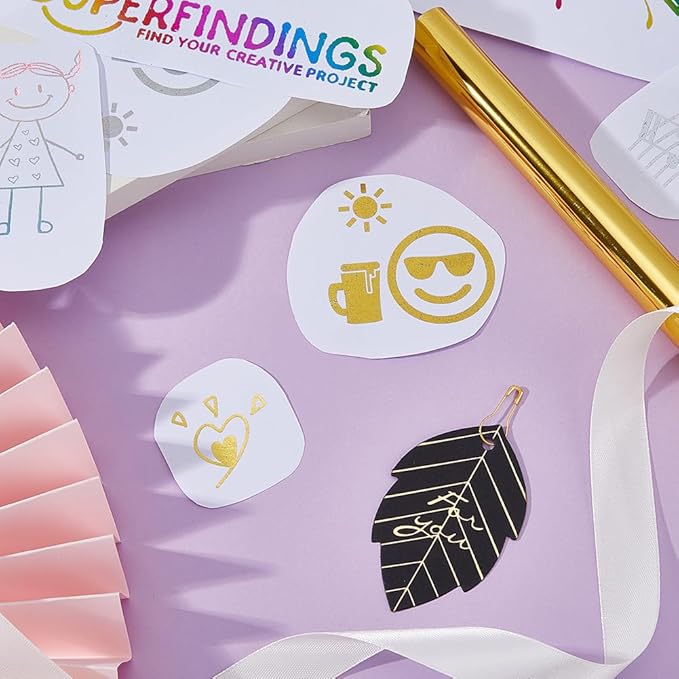SUPERFINDINGS 1 Roll Gold Toner Reactive Foil 16.4Ftx7.7in Metallic Transfer Foil Paper Transfer Sheets for Laser Printer+Laminator DIY Craft Embossing Scrapbooking Cards Leather DIY Decoration