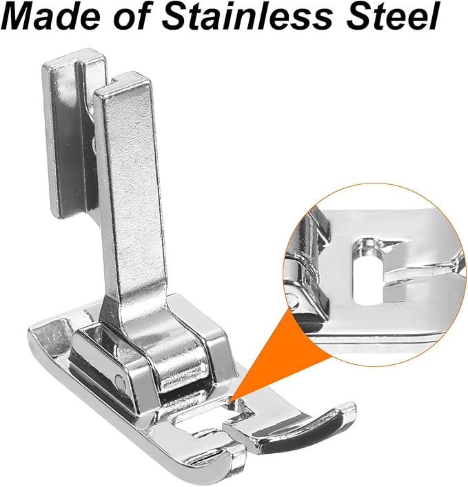 HARFINGTON 2pcs High Shank Open Toe Foot 7mm Stainless Steel Presser Foot Satin Stitch for Sewing Machine 7301H