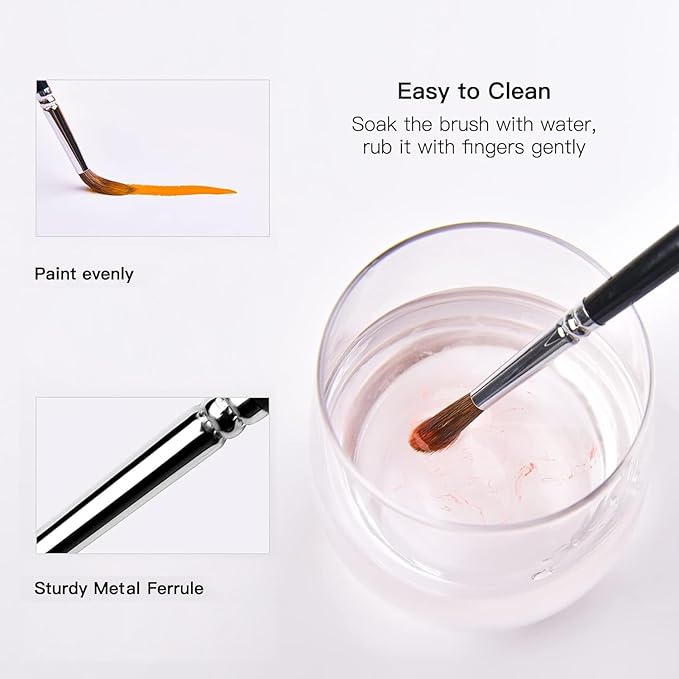 Watercolor Brushes Professional Set, 10 Artist Brushes Watercolor Paint Brushes, Golden Maple Sable Brush Paint Brushes-Round Tip, Flats, Dagger, Oval Wash for Detail Painting, Water Color, Gouache