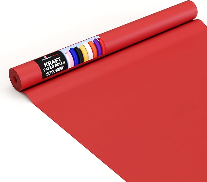 Crown Display Red Kraft Paper Roll - 36" X 1320" (110' Ft) - Shipping & Packing Paper