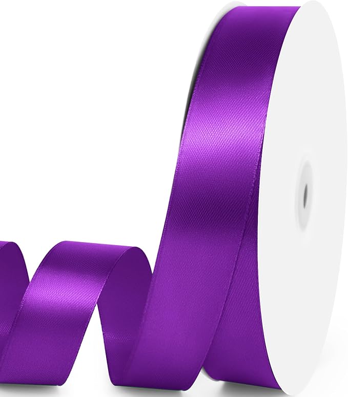 1" x 100 Yards Satin Ribbon - Purple Silk Ribbon with Spool - Ideal for Gift Wrapping, Floral Bouquets, Crafts, Wedding Party Decorations, Christmas and Sewing Projects