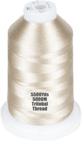 Simthread Trilobal Polyester Thread – 5000M (5500yds) No.40 – Super Sheen, Tangle-Free – Built-in Thread Lock Spool – Compatible with Brother, Singer, Janome & More, Beige-843