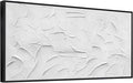 Large Hand-Painted Oil Painting on Canvas Black Frame White Textured Wall Art Abstract Minimalist 3d Artwork Neutral Wall Picture Home Decor for Living Room Bedroom Office Ready to Hang 60x30inch