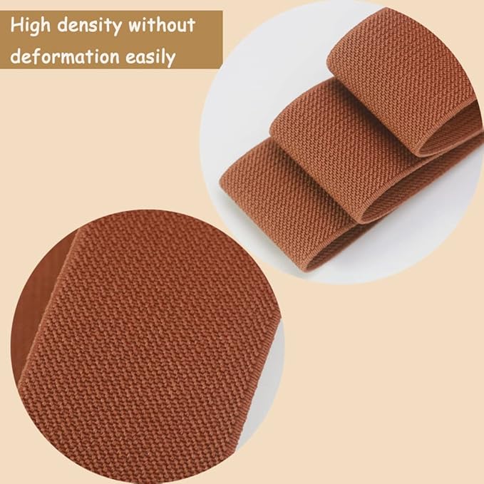 1.5 inch Coffee Wide Elastic Band for Sewing 10 Yards Double-Side Twill Woven Elasitc Stretch Heavy Knit Elastic Waistband for Pants Wigs DIY Crafts & Projects