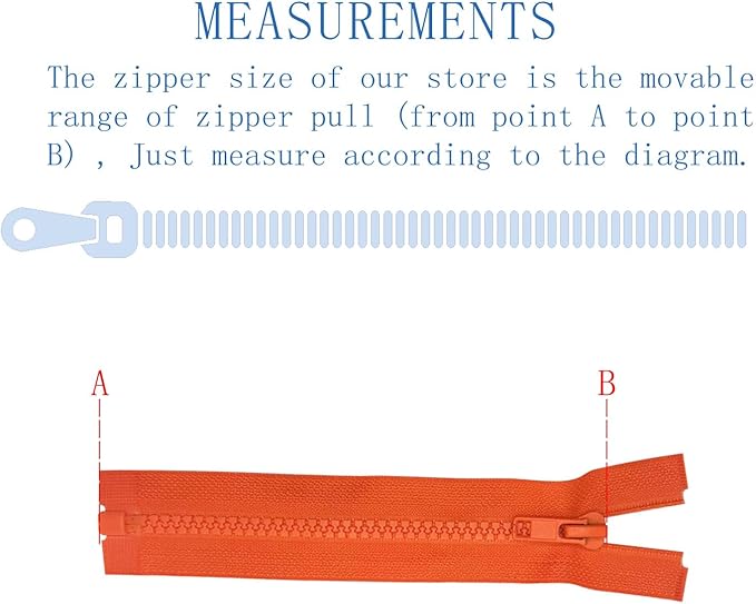 ANPURZII 2PCS #5 39 Inch Vermilion Orange Separating Jacket Zippers for Sewing Coats, Molded Plastic Bulk Zippers(VermilionOrange 39" 2PCS)