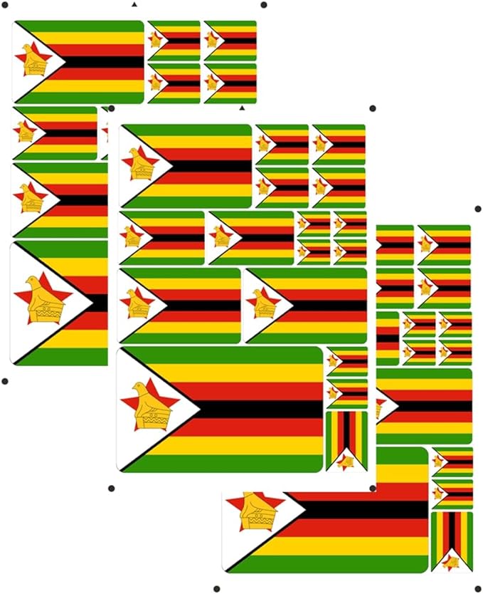 vmcoatdu Zimbabwe Flag Laser Printing Sticker 3 Pcs Decal in Multiple Sizes Stickers (Yellow Zimbabwe)