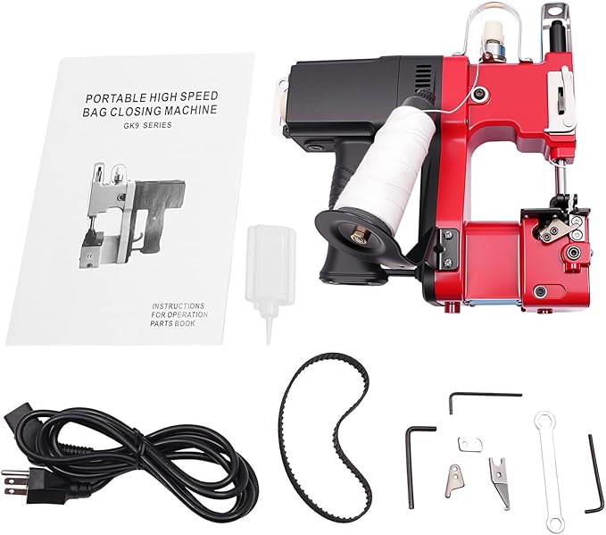 Portable Bag Sewing Machine, 1800 Stitches/Min High Speed Bag Closing Machine Portable Bag Closer 6.3Lbs, 110V Automatic Woven Bag Sewer Packing Machine For Burlap Bags Cloth Bags Leather