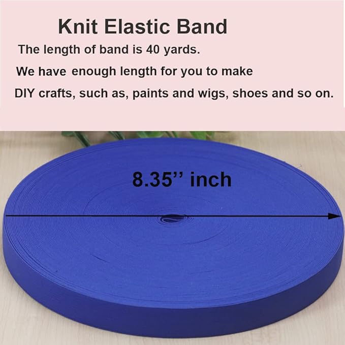 Royal Blue Knit Elastic Band for Sewing 40 Yards 3/4 inch-20mm Flat Heavy Stretchy Elastic Straps Elastic Band Spool for DIY Craft-Bedspread-Clothing-Pants Waistband-Wigs-Skirts- DIY Projects