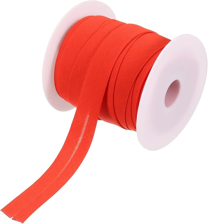 MECCANIXITY 3/4 Inch Single Fold Bias Tape Polyester Continuous Bulk Bias Tape Roll for Sewing, Seaming Quilting Hemming Binding Crafts (Red 25 Yards)