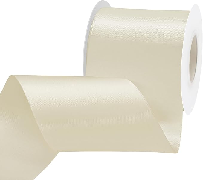 Ivory Satin Ribbon 3 inch X 15 Yards Polyester Ribbon for Gift Wrapping Very Suitable for Weddings Party Hair Bow Invitation Decorations and More