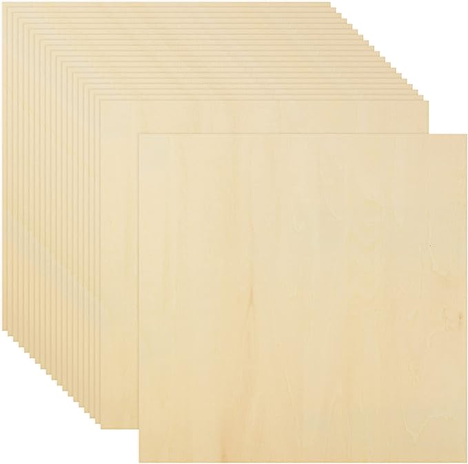 20PCS Basswood Sheets 1/8 x 12 x 12 Inch Plywood 3mm Square Wooden Board for Crafts, Unfinished Wooden Sheets 3mm Basswood for DIY Architectural Model MakingBurning Pyrography Drawing Laser Scroll
