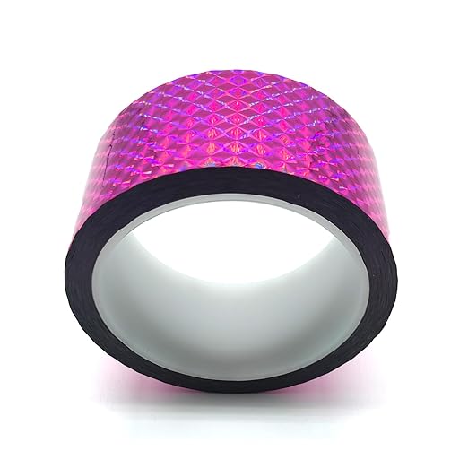 Reflective Crafting Tape, Graphic Glitter Holographic Prism Tape, for Craft Project, DIY Art, Holiday Packing, Wrapping, Keep Birds Away, 1.8 Inches by 55 Yards (Holographic-Purple)