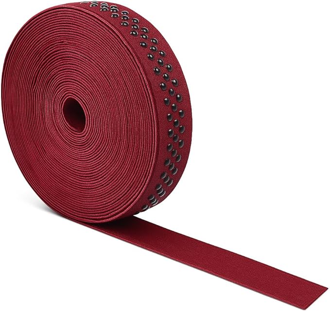 Mandala Crafts 1 Inch Elastic Silicone Gripper Tape for Clothing - 10 Yds Dotted Non Slip Elastic Band for Sewing - Burgundy Silicone Flat Fabric Stretchy Ribbon Straps