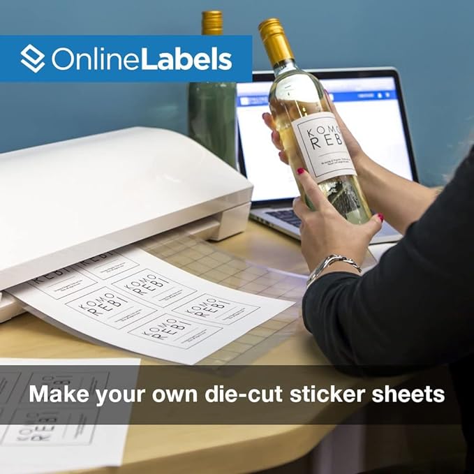 Sticker Paper, 500 Sheets, White Matte, 8.5" x 11" Full Sheet Label, Works with Inkjet and Laser Printer, Compatible with Electronic Cutting Machines, OL177WX, OnlineLabels