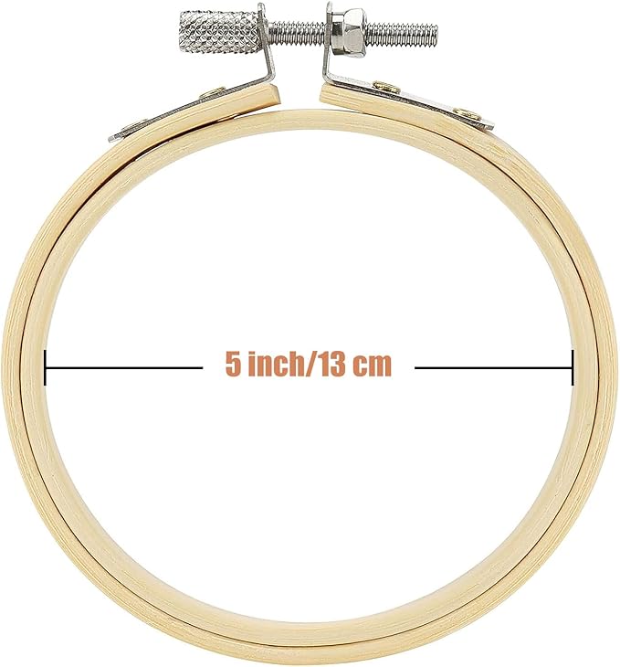 12 Pieces 5 Inch Embroidery Hoops Adjustable Wooden Circle Cross Stitch Hoop Ring for Embroidery, Art Craft Handy Sewing and Christmas Decoration