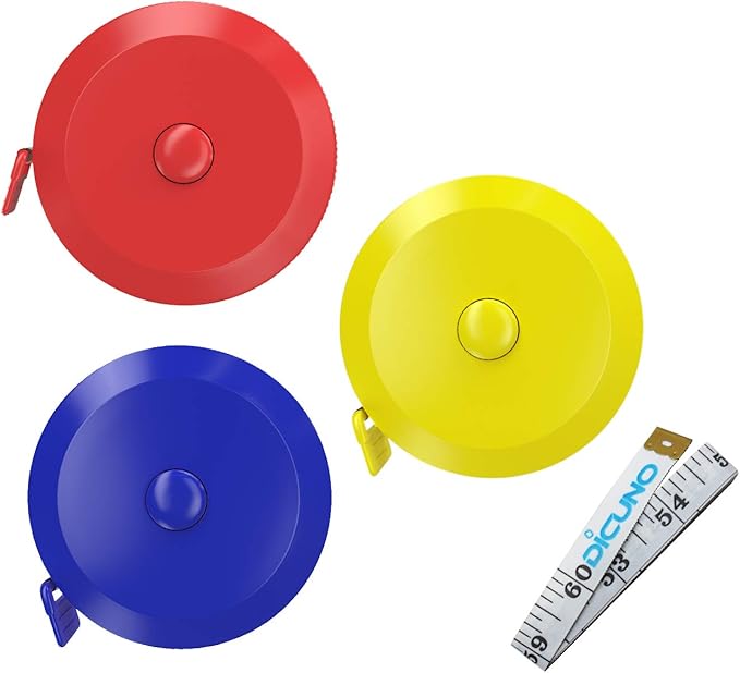 DiCUNO 60-Inch 1.5 Meter Soft and Retractable Tape Measure Medical Body Measurement Tailor Sewing Craft Cloth Dieting Measuring Tape (3 Colors Package with Soft Tape)