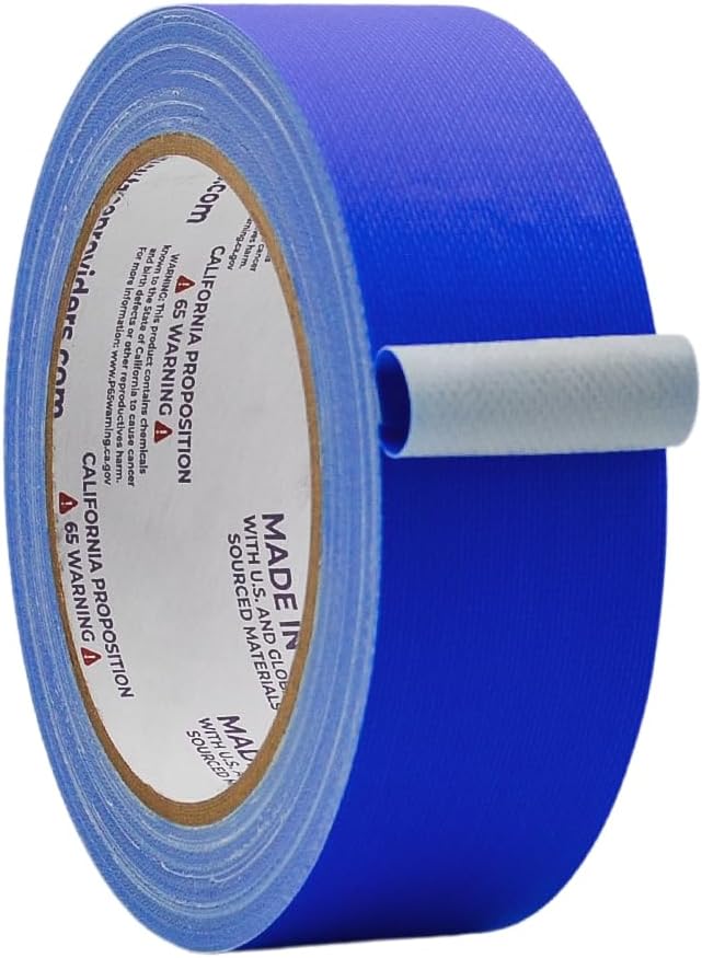 WOD GTC12 Gaffer Tape, Dark Blue Low Gloss Finish Film, 1.5 inch x 60 ft. Residue Free, Non Reflective Cloth Fabric, Secure Cords, Water Resistant, Photography, Filming Backdrop, Production