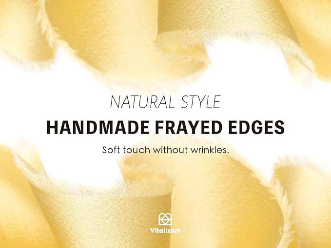 Vitalizart Gold Ribbon Silk Satin 1-1/2 inch x 15 Yard Metallic Handmade Frayed Ribbons for Gift Wrapping Baby Shower Wedding Bridal Bouquets Holiday Decor
