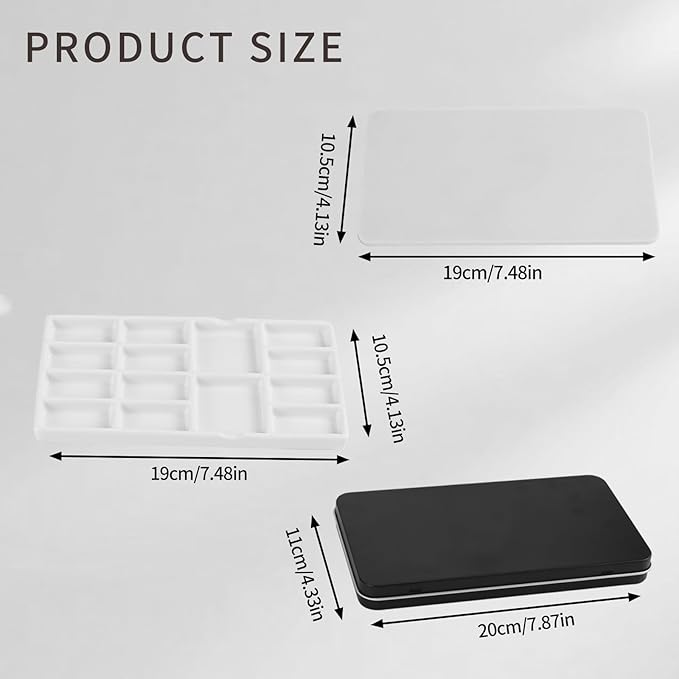 Travel Watercolor Palette,Portable Ceramic Palette with 14 Well,Metal Paint Box with Porcelain Palette(Blak Box)