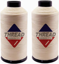 Sissewpro Tex70 Bonded Nylon Thread 69 Upholstery Thread Heavy Duty Threads for Sewing Machine Strong Black Threads for Leather, Beading, Hair Weaving, Denim, Canvas,Webbings, 4oz 1500yds（2, Natural）