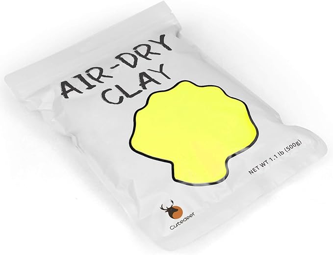 Cutedeer Yellow Air Dry Clay, 1.1lb Foam Modeling Clay, Soft Squishy Molding for Kids Adults, Arts & Crafts Project Slime Supplies(1.1lb - 1 Pack, Yellow)