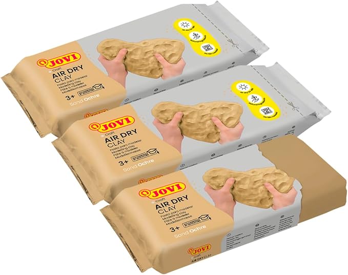 Jovi - Air Dry Modeling Clay, Set of 3 Units, 1.1lb Each, Total of 3.3 lb, No Oven Needed, Sand Ochre Color, Pottery Clay for Arts and Crafts Projects (P85O/3)