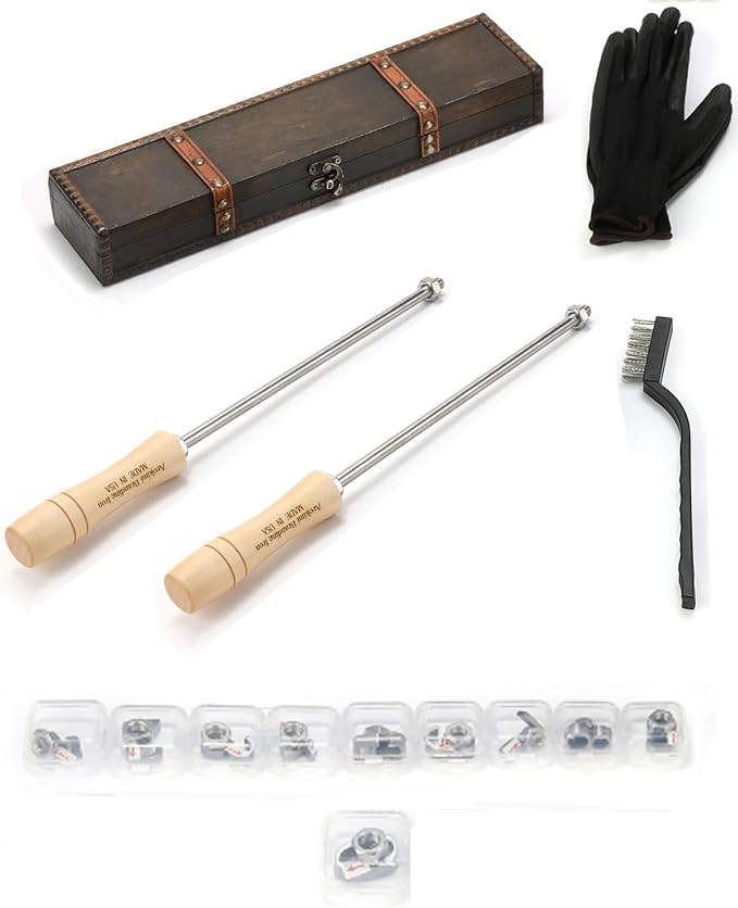 1" 10 Pcs Number Branding Iron for Wood, Hats, Leather, Food - for Woodworking, BBQ, Steak, Personalized Gifts - with Wooden Box & 2 Handles (1" Number 0-9)