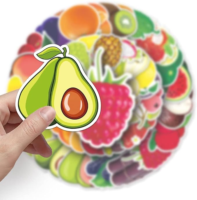 Fruits(Orange Grape Pear) Stickers for Boys Girls Teens|50 Pcs|Colorful Waterproof Vinyl Stickers for Water Bottle Flasks Computer Laptop Tablet Phone Luggage Car Bike,Aesthetic Decals Pack(Fruit)