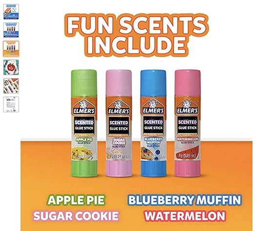 Elmer’s Scented Glue Sticks Washable Clear Assorted Scents 6 Grams 6 Packs of 4 (24 Total Count)