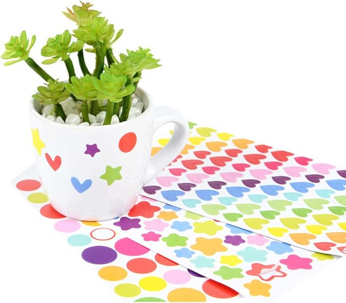 18 Sheets 1512 Pcs Colorful Heart Shape Self Adhesive Stickers, for Scrapbooking and Kid DIY Arts Crafts (Hearts, 18 Sheets)