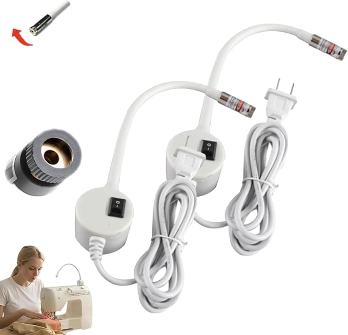Magnetic Positioning Quilting Light for Sewing Machine, Magnetic Sewing Machine Light, Adjustable Magnetic Attachment, Sewing Light Guide for Straight Stitching, for Sewing (2Pcs-C, Plug model)