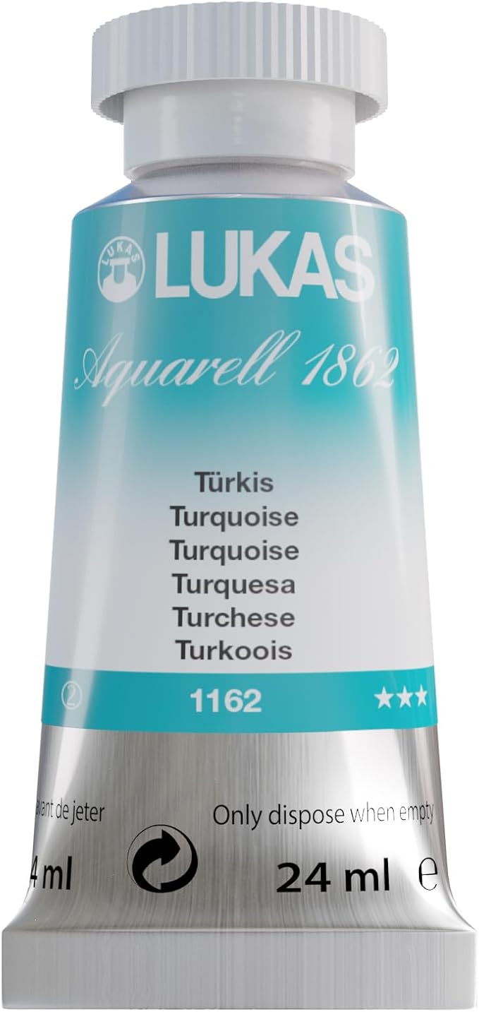 Lukas 1862 Aquarell Artists' Watercolor Tubes, Turquoise 24 ml - Vibrant Professional Grade Watercolor Paint - Easy-to-Wet, Intense Color, Long-lasting - Ideal for Professional Watercolorists