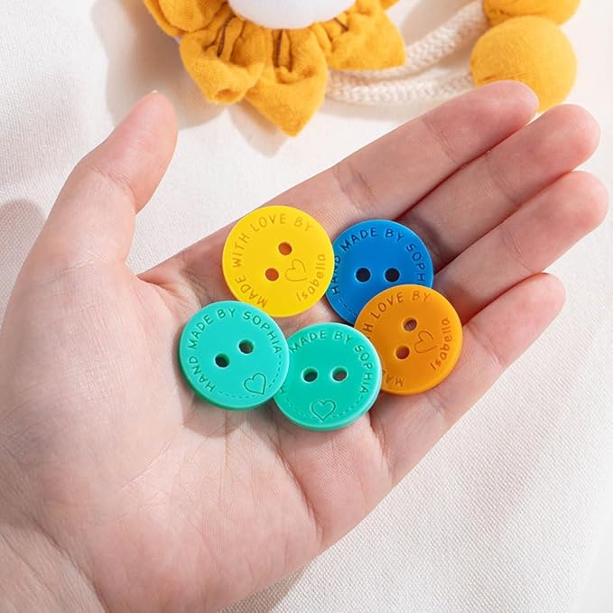 callie Personalized Sewing Buttons for Handmade Items, Custom Round Colorful Made by Buttons, DIY Projects Craft Gifts for Knitting Crocheting Lovers, 6Pcs - 200Pcs