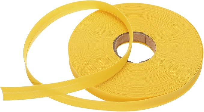 MECCANIXITY 1/2 Inch Single Fold Bias Tape Polyester Continuous Bulk Bias Tape for Sewing,Seaming Quilting Hemming Binding Crafts (Yellow 25 Yards)