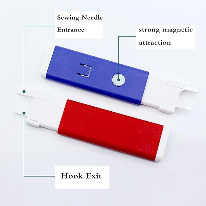 YICBOR Upgraded Automatic Sewing Machine Needle Threader with Strong Magnet, Stitch Insertion Tool with 1pcs Replacement Hooks Quick for Industrial Single Lockstitch Sewing Machine(Blue)