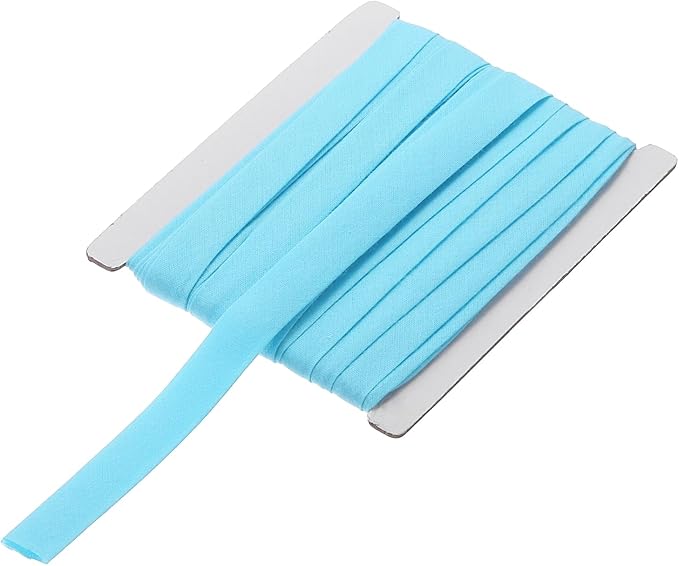 MECCANIXITY 1/2 Inch Double Fold Bias Tape Continuous Bulk Cotton Bias Tape for Sewing Seaming Quilting Hemming Binding Crafts (Light Blue 6 Yards)