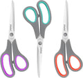 Vitoler Scissors 8.5" Heavy Duty scissors all purpose Bulk Set of 3, Scissors for Office Home School Craft Supplies, Soft Comfort-Grip Right/Left Hand