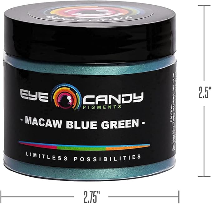 Eye Candy Pigments Premium Mica Powder - Macaw Blue Green (50gr) - for Epoxy, Resin, Soap, Paint, Woodworking, Acrylic Pouring, Bath Bombs, Fishing Lures - DIY Arts and Crafts Additive