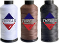 Sissewpro 3PCS Bonded Nylon Thread 138 Upholstery Thread Heavy Duty for Sewing Machine Strong Black Threads for Leather Crafts Furniture Cusion Boats Car Cover Seats,Tex135, 4oz 750yds(3, WH&BK&BN)