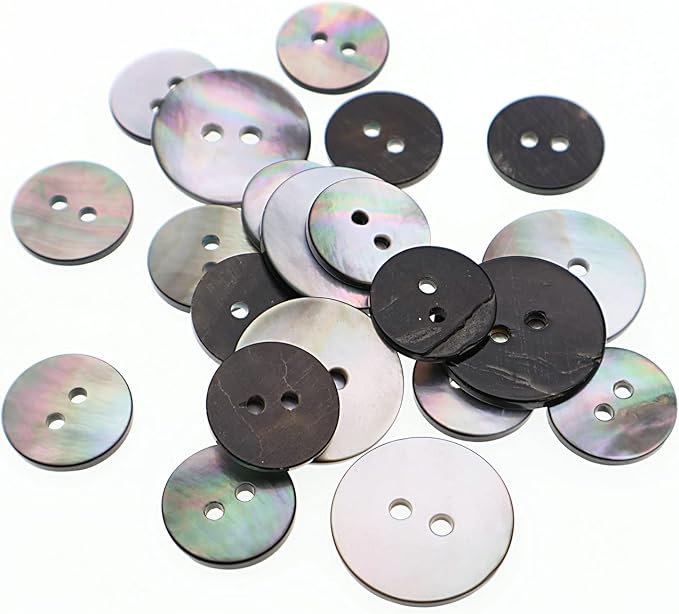Leekayer 22 Pieces Genuine Mother of Pearl Blazer Buttons Suit Set 20mm 15mm Natural Black MOP Shell Buttons Bulk for Men (Black MOP),YBZBK-B