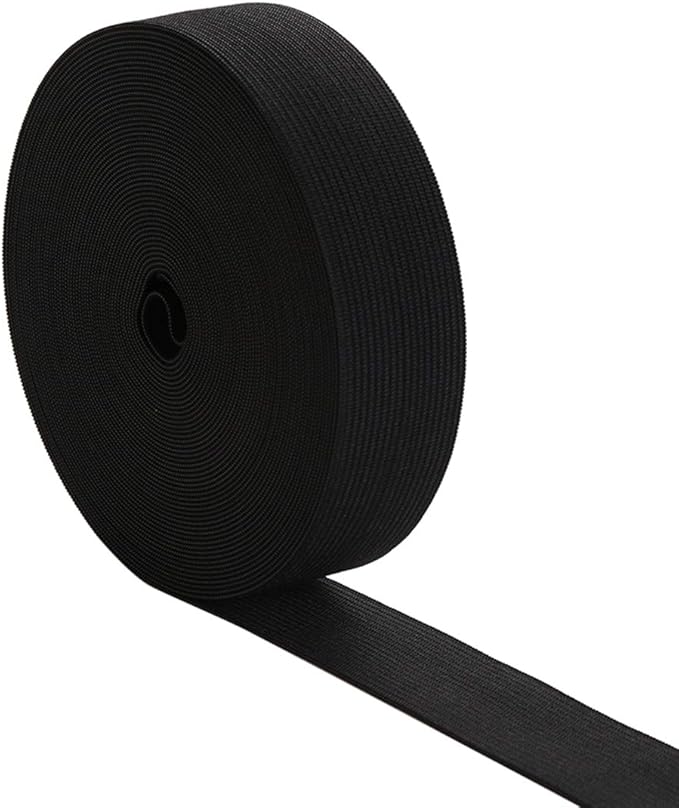 1-1/5 Inch by 20 Yard Black Heavy Stretch High Elasticity Elastic Spool Knit Elastic Bands for Sewing