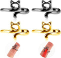 YUXIANLB 4pcs Adjustable Crochet Tension Ring for Finger, Cat Shape Metal Open Guide Tension Ring for Crocheting, Crochet Loop Rings Braided Faster Knitting Thimbles Supplies for Women (2Black, 2Gold)