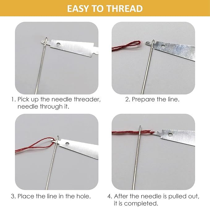 Sewing Tool Set, 37Pcs Big Eye Steel Sewing Needle Kit, Threader and Needle Repair Kit Stainless Steel Needles for Hand Sewing