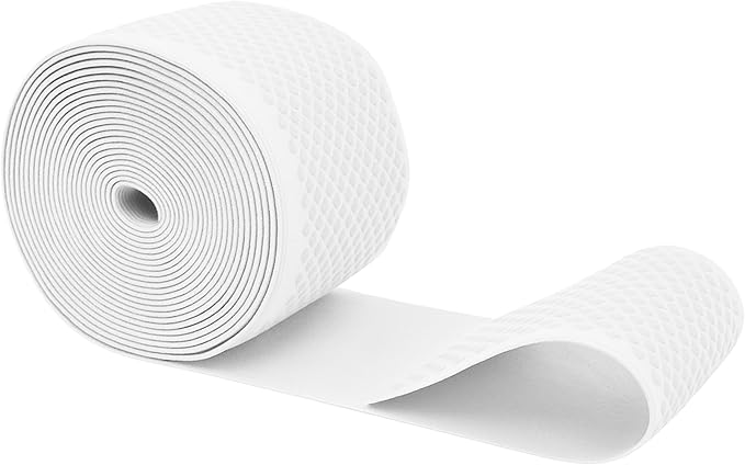 Mandala Crafts 3 Inch Elastic Silicone Gripper Tape for Clothing - 5 Yds Dotted Non Slip Elastic Band for Sewing - White Silicone Flat Fabric Stretchy Ribbon Straps