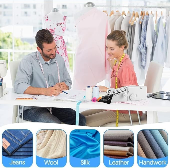 Handheld Sewing Machine, Portable & Cordless Mini Sewing Machine for Beginners - Electric Fast Stitching, DIY Fabric Clothes Repair Kit, Home Travel Mending Machine with Accessories(White)